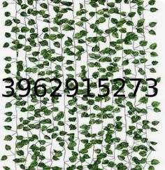 green leaves are growing on the side of a white wall with numbers in front of it