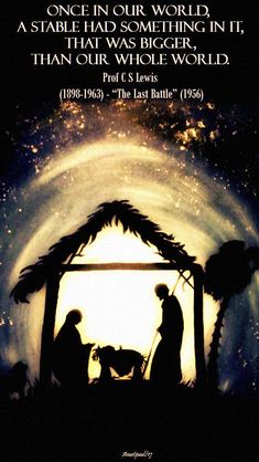 a nativity scene with the birth of jesus and his three wise men in silhouette