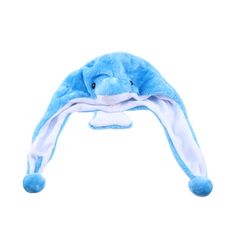 a blue and white stuffed animal hat