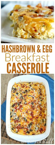 hashbrown and egg breakfast casserole in a white dish