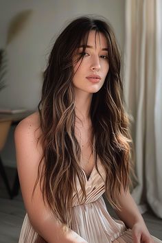 Woman with long, textured straight hair styled for soft movement Texture Hair, Textured Haircut, Collar Bone, Textured Hair, If You Love