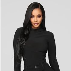 Brand New! Never Worn Black High-neck Tops For Club, Black High-neck Bodysuit For Fall, Black Bodysuit For Workwear In Spring, Black Bodysuit For Work In Spring, Black Bodysuit For Spring Workwear, Trendy Black Bodysuit For Fall, Spring Workwear Black Bodysuit, Trendy Black High Neck Bodysuit, Sleek Black Bodysuit For Spring