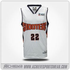 a white basketball jersey with the number 22 on it and an orange stripe around the chest