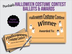 two halloween costumes contest tags and one with a dog on it