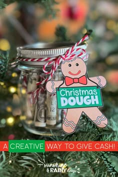 a christmas ornament hanging from a tree with the words, creative ways to give cash