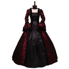 Silhouette:Ball Gown; Hemline / Train:Floor Length; Season:All Seasons; Sleeve Length:Long Sleeve; Look After Me:Hand wash; Types:Dress; Holiday:Halloween,Christmas,Carnival; Style:Victorian,Vintage Dress,Cocktail Dress,18th Century,Rococo; Elasticity:Inelastic; Occasion:Prom,Party,Carnival of Venice; Material:Flocked,Lace; Age Group:Adults'; Characters:Plus Size; Pattern:Geometric; Sleeve Type:Flare Cuff Sleeve; Product Dimensions:0.0000.0000.000; Net Weight:0.7632; Listing Date:03/09/2018; Clo Gown Christmas, Plus Size Ball Gown, Lace Costume, 18th Century Dress, Long Sleeve Ball Gowns, Costume Noir, Robes Vintage, Costume Ball, Prom Long