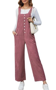 PRICES MAY VARY. Stylish Design: Embrace retro-chic fashion with our Corduroy Overalls for women. Featuring a classic bib, wide leg, and adjustable straps, this overall combines timeless style with a modern touch. Comfortable Fit: Crafted from soft corduroy fabric, the overall offers a comfortable and flexible fit for all-day wear. The loose fit design ensures freedom of movement while maintaining a flattering silhouette. Practical Pockets: Stay organized on-the-go with the convenient front bib Retro Chic Fashion, Floral Overalls, Pink Overalls, Loose Overalls, Overalls For Women, Corduroy Overalls, Plaid Pullover, Spelling Bee, Corduroy Fabric