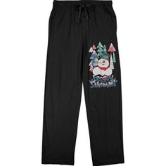 Show off your Christmas Spirit any day of the year when you wear these men’s black sweatpants! The classic Frosty sweats feature a big, colorful graphic that has been professionally printed to ensure long-lasting print quality. The Frosty the Snowman fan apparel is black, and includes a drawstring waistband for maximum comfort and functionality. The classic Christmas character sweat pants are made of 60% cotton and 40% polyester. They can be machine washed in cold water with like colors, then tu Frosty The Snowman, Frosty The Snowmen, Black Sweatpants, Christmas Characters, The Snowman, Pajama Bottoms, Sweat Pants, Bottom Clothes, Classic Christmas