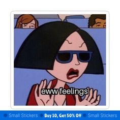 an animated image of a woman with sunglasses on her head and people in the background