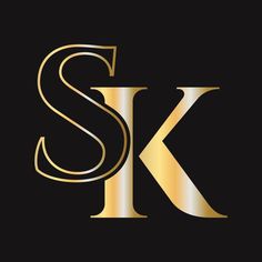 the letter s and k in gold on a black background