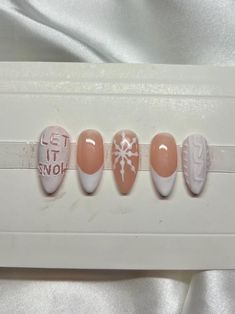 Hands Painted Press on Nails. 100% GEL Nail Tips, Painted with GEL Polish.  Each press on nail set comes with 10 hand painted nails sized just for YOU! As well as 2x alcohol wipes, cuticle pusher, nail file, nail buffer, nail glue, and application card.  These nails can last anywhere from 1 week or up to 2 weeks with proper application and care. And can also be reused with gentle removal of each set.  **Please note that the item listing is a sample nail shape to showcase that design. The sample nail shape is not the shape you will receive. Be sure to enter the correct shape you want in the drop down box when purchasing/checking out so that there is no confusion when I am custom making that set for you. Thanks! SIZING: There are 2 options to sizing your nails, sizing kit (purchased separate Sweater Nails French Tip, Snowflake Sweater Nails, Let It Snow Nails, Snow Globe Nails, Snowflake Sweater, Alcohol Wipes, Gel Nail Tips, Painted Nails, Nail Buffer