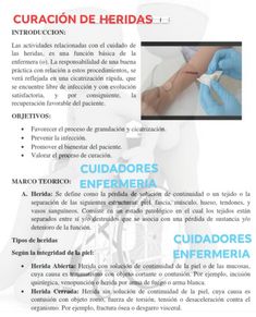 an advertisement with the words curacion de heridas in spanish and english