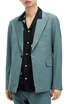 A wool-kissed blend elevates this casually charming sport coat in a softly structured cut. 29" length (size 42) Two-button closure Peaked lapels Chest welt pocket; front flap-patch pockets Lined 56% recycled poylester, 39% wool, 5% elastane Dry clean Imported Next Dresses, Workwear Trousers, Dress Joggers, Adidas Shop, Petrol Blue, Summer Suits