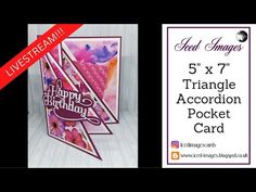 a card with the text 5x7 triangle accordion pocket card on it and an image of