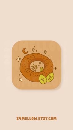 an app icon with a bagel and leaves on it