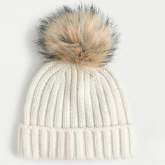 Ribbed Beanie With Faux Fur Pom, So Versatile, A Great All Purpose Winter Hat Fur Pom Pom Beanie, Hats Winter, Pom Pom Beanie Hat, Cute Beanies, Fashion Jackson, Crew Clothing, Faux Fur Pom Pom, Pom Pom Hat, Pom Beanie