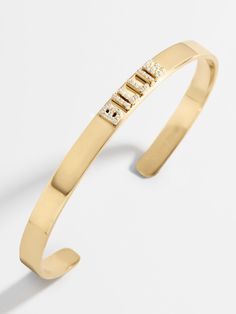 Shop the Early Black Friday Deal: 20% off custom gifts 18K Gold Custom Cuff Bracelet at the official Baublebar site. Beat Black Friday: Enjoy 20% off custom with code HURRY through Cyber Monday. Code automatically applied in cart. . Custom Cuff Bracelet, Gold Bracelet Cuff, Bracelet Design, Gold Cuffs, Gold Letters, Cartier Love Bracelet, Gold Band, Gold Plated Sterling Silver, Bracelet Designs