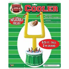 an inflatable football goal with balls on it and the words cooler attached to it