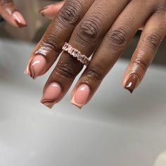 40 Trendy Spring Short Nails to Inspire You Short Nude French Tip Nails, Pink And Brown Nails Short, Baddie Thanksgiving Nails, Nude Tip Nails, Shorts Nails Acrylic, Short Acrylic Nails Designs For Fall, Short Polygel Nails Design, December Manicure, Short Square French Tip Acrylic Nails