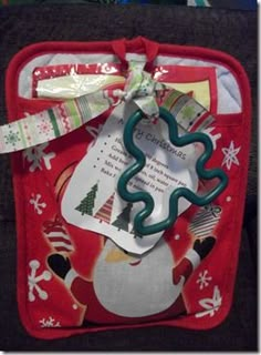 a close up of a bag with christmas decorations on it