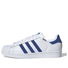 adidas Superstar 'White Collegiate Royal' EE8595 (SNKR/Unisex) White Sneakers For Sports Season, White Sneakers With Three Stripes Branding For Athleisure, White Sportswear Sneakers With Three Stripes, White Sportswear Sneakers With Three Stripes Branding, White Sneakers With Three Stripes Branding, White Athleisure Sneakers With Three Stripes Branding, White Adidas Sneakers For Sports Events, Adidas White Sneakers For Sports, White Sports Sneakers With Three Stripes