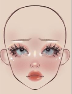 Makeup Stencils Templates, Makeup Drawing Template, Makeup Drawing Sketches, Makeup Looks Drawing, Makeup Ideas Drawing, Makeup Tutorials Step By Step, Makeup Charts, Asian Makeup Tutorials, Anime Eye Makeup