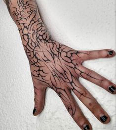 a person's hand with tattoos on it