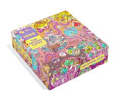 a colorful box with many different designs on it