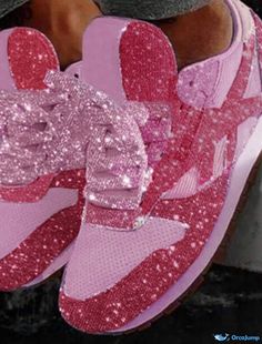 Bling Sneakers, Casual Tennis Shoes, Sequin Flats, Women Platform Sneakers, Shoes Walking, Round Toe Sneakers, Sparkle Shoes, Platform Flats, Bling Shoes