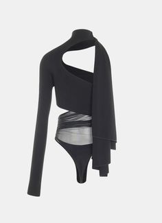 Body de Mugler con diseño de paneles de tul transparente y paneles opacos eco stretch. Cuello alto, una sola manga larga, detalle de lazada en el cuello y aberturas en pecho y costado. Estilo ajustado. Talla normal, elige tu talla habitual. Tallaje francés. Top Transparente, Hand Makeup, Scarf Knots, Sneaker Jewelry, Fitted Style, Vestidos Vintage, Beauty Body, Flat Boots, Cool Socks