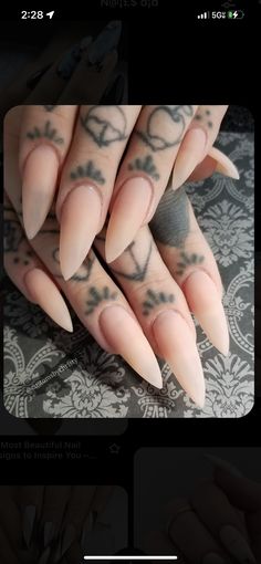 Nail Bed Tattoo, Neutral Stiletto Nails, Nail Art Stiletto, Acrylic Nails Stiletto, Yes Or No