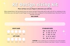 This sizing kit is the recommended tool for achieving the perfect fit for your press-on nails. Confidently determine your ideal size before ordering your press on nails. The kit comes with every size nail tip (14 sizes ranging from 00 to 9) in your preferred nail shape/length (e.g. short almond), a place to note your size and a sizing chart.  For your convenience, the kit corresponds with XZ Desing's standardized sizes (XS, S, M, L, XL) listed in the provided sizing chart. Each kit also comes with a $10 coupon code for when you're ready to order your press on nails! So this kit is basically free! Nail Sizing Chart, Nail Sizing Kit, Press On, Short Almond, Beauty Make-up, Nail Tip, Nail Tech, Sizing Chart, Nail Tips