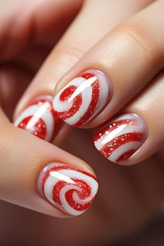 Candycane nail ideas | holiday xmas christmas nail inspo | #candycane #nailideas Peppermint Nail Designs, Christmas Nails Candy Cane Stripes, Candy Cane Nail Designs, Peppermint Nails, Candy Cane Nail, Christmas Nail Designs Holiday, Nails December, Fall Baddie, Artist Hue