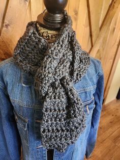 Nice soft chunky scarf.  So warm.  A must have for the Fall and winter seasons. Charcoal in color. 100% Premium Micro Acrylic yarn Machine wash cold.  Lay flat to dry. 57.5 " long by 6" wide Thank you for shopping Clark Farms by Johnna️🙏 Chunky Knit Acrylic Scarf For Winter, Chunky Knit Acrylic Winter Scarf, Acrylic Yarn Scarf For Cold Weather, Cold Weather Acrylic Yarn Scarves, Cold Weather Acrylic Yarn Scarf, Warm Casual Scarf In Acrylic Yarn, Warm Casual Acrylic Yarn Scarf, Knitted Acrylic Scarves For Cold Weather, Casual Hand Knitted Yarn Scarves