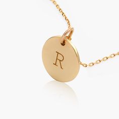 Willow Disc Initial Necklace - 14K Solid Gold-1 Edgy Necklace, Safety Policy, Anniversary Jewelry, Mom Jewelry, Initial Ring, Initial Bracelet, Initial Jewelry, Yellow Gold Chain, Plain Tshirt