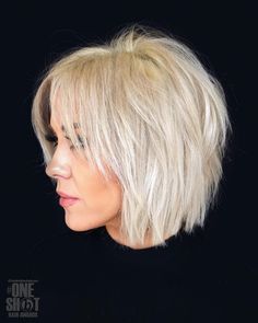 2023 Shaggy Hair, Womens Bob Haircuts For Fine Hair, Layer Back Of Hair, Short Shag Middle Part, Bob With Tapered Sides, Wispy Layered Hair Short, Layered Shag Short Hair, 30 Something Hair Haircuts, Short Shag With Long Bangs