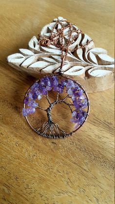 "Tree of Life Pendant~Wire Wrapped Pendant Brass & Copper~Purple Amethyst Gemstone~Tree Pendant~Boho Necklace~Handmade Jewelry~18 inch Copper Chain with 2\" Extender~JewelsandMetals. Pretty handmade tree of life pendant! Size: Pendant is 2.5 inches Long x 2 inches Wide Chain is 18 inches Long with a 2 inch extender" Purple Amethyst Bohemian Necklace, Bohemian Amethyst Necklace In Purple, Bohemian Amethyst Purple Necklace, Bohemian Purple Amethyst Necklace, Spiritual Lavender Wire Wrapped Necklaces, Spiritual Purple Wire Wrapped Necklace, Handmade Purple Bohemian Necklaces, Purple Handmade Bohemian Necklaces, Bohemian Purple Natural Stone Necklace