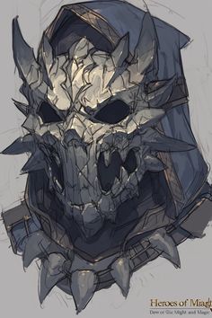 a drawing of a skull with horns on it's head