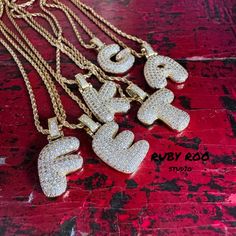 The Balloon Letter with pave stones set in 14k gold/silver plated stainless steel is hung on a 14k gold/silver 45cm rope chain and is the perfect statement piece for everyday wear - dainty on its own but also perfectly paired and layered with your other necklaces.  https://roorubyshop.etsy.com Makes a great gift for teenage girls.  Chain 45cm + 6cm extension  Free UK shipping (3-5 days) Free Standard Shipping to USA (7-10 days) Personalized Cuban Link Diamond Jewelry, Iced Out Gold Plated Jewelry Gift, Gold Bling Necklaces For Valentine's Day, Gold Bling Necklace For Valentine's Day, Valentine's Day Gold Bling Necklace, Initial Letter Necklace, Bubble Balloons, Letter Balloons