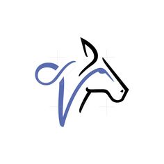 a horse head with the letter v in it's center, on a white background