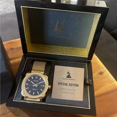 New In Box Bulova Special Edition, Grammy, Awards Men's Gold And Black Watch. Modern Watch Accessories For Anniversary, Luxury Analog Display Watches As Gift, Luxury Analog Display Watch As Gift, Mens Gold, Grammy Awards, Black Watch, Men's Watch, Accessories Watches, Mens Accessories