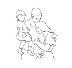 a man holding a baby in his arms while another person holds him up to the side