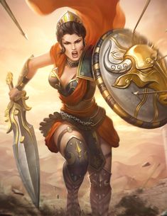 Greek Goddess Art, Warrior Girl, Badass Women, Fantasy Warrior, Gods And Goddesses, Ancient Greece, Fantasy Artwork, Greek Mythology, Fantasy Character Design