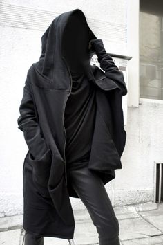 Post-Apocalyptic Fashion Psytrance Clothing, Street Goth, Asymmetrical Coat, Woman In Black, Cooler Look, Futuristic Fashion