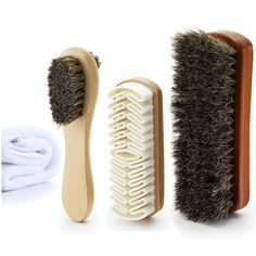 PRICES MAY VARY. 4-In-1 Shoe Care Kit Box - Our shoe brush set is curated for all your polishing needs. It gives you a natural crepe brush, a double-sided dauber brush, a shoe shine brush, and a microfiber cloth. Shoes That Look Good As New - Make sure your leather shoes and suede pumps always look brand new! Use our shoe shine brush set to apply and evenly coat your clogs with shoe creams and polishes. Safe For Shoes - Our dauber and shoe brushes for polishing are made with soft horsehair and b Leather Shoe Care, Shoe Care Kit, Shoe Brushes, Shoe Polish, Shoe Shine, Hair Brushes, Cream Shoes, Shoes Soft, Leather Boot Shoes