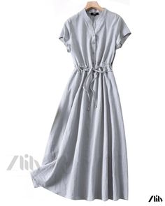 Zlily - Cotton Midi Dress: Casual and Fashionable Long Dress Skirt Skirt, Midi Dress Casual, Cotton Midi Dress, Types Of Skirts, Color Combination, Types Of Collars, Single Piece, Skirt Length, Long Skirt