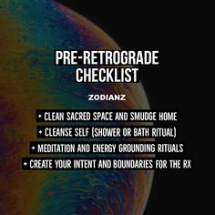 the text reads pre - retro radar checklist with an image of saturn in the background