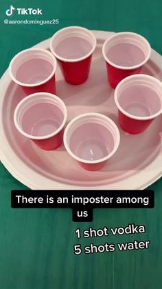 there is an imposter among us shot vodka 5 shots water on the plate