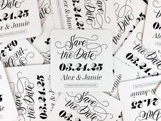 wedding save the date cards with black ink