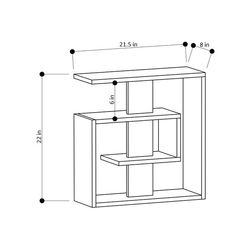 a drawing of a shelf with two shelves on each side and measurements for the height